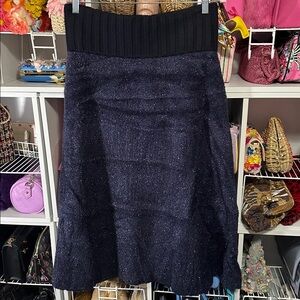 Tory Burch Lurex Sparkle Midi Skirt in Navy